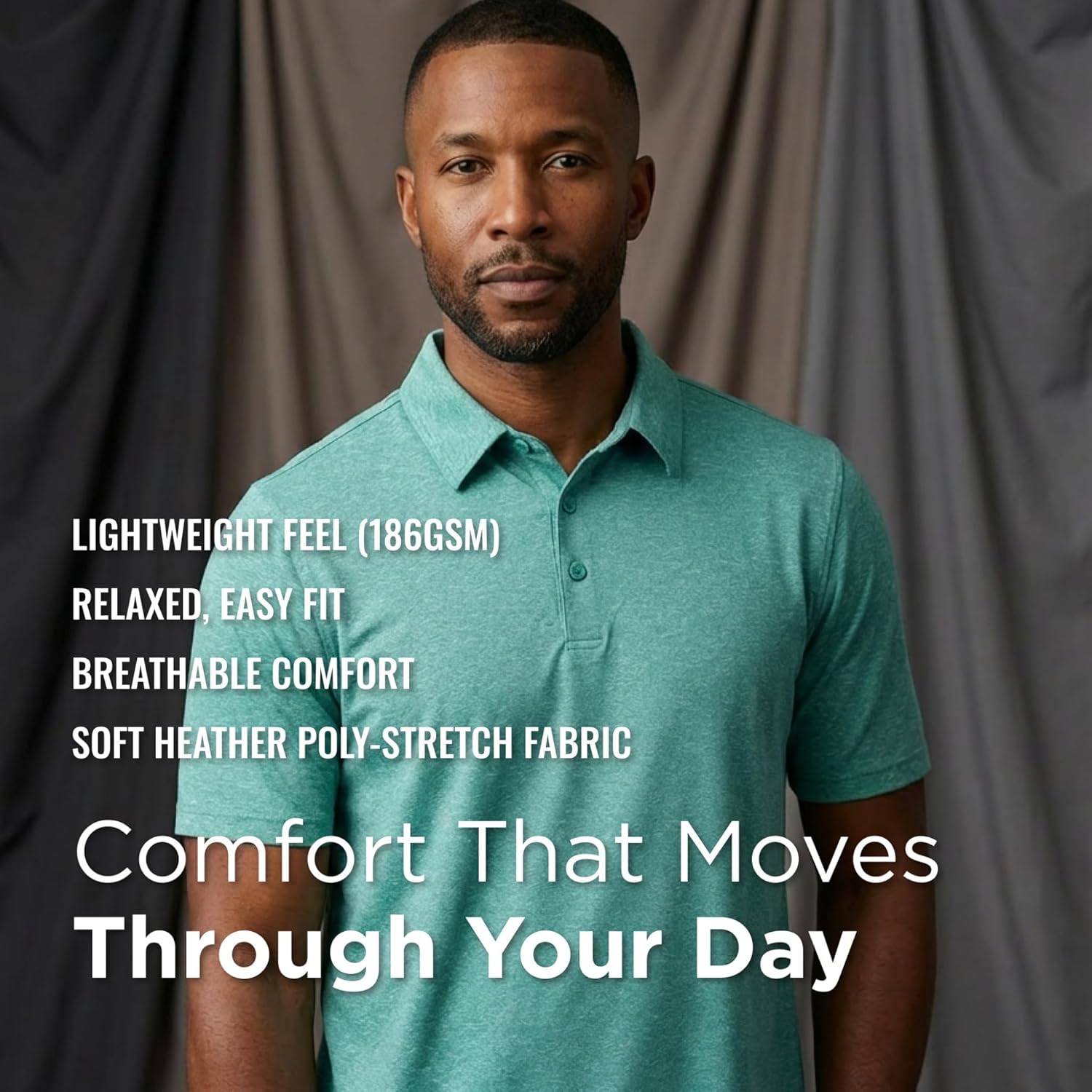 Antigua Men's Par 3 Polo - Soft Heather Poly-Stretch Golf Shirt | Moisture-Wicking Performance Top for Comfort & Style - Image 3