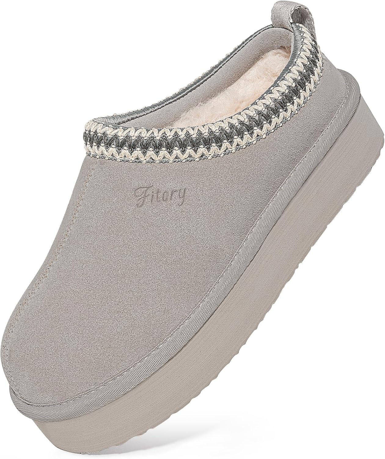 FITORY Women's Suede Slipper | Flat Short Mini Boots with Fur Fleece | Winter Casual Comfort Shoes