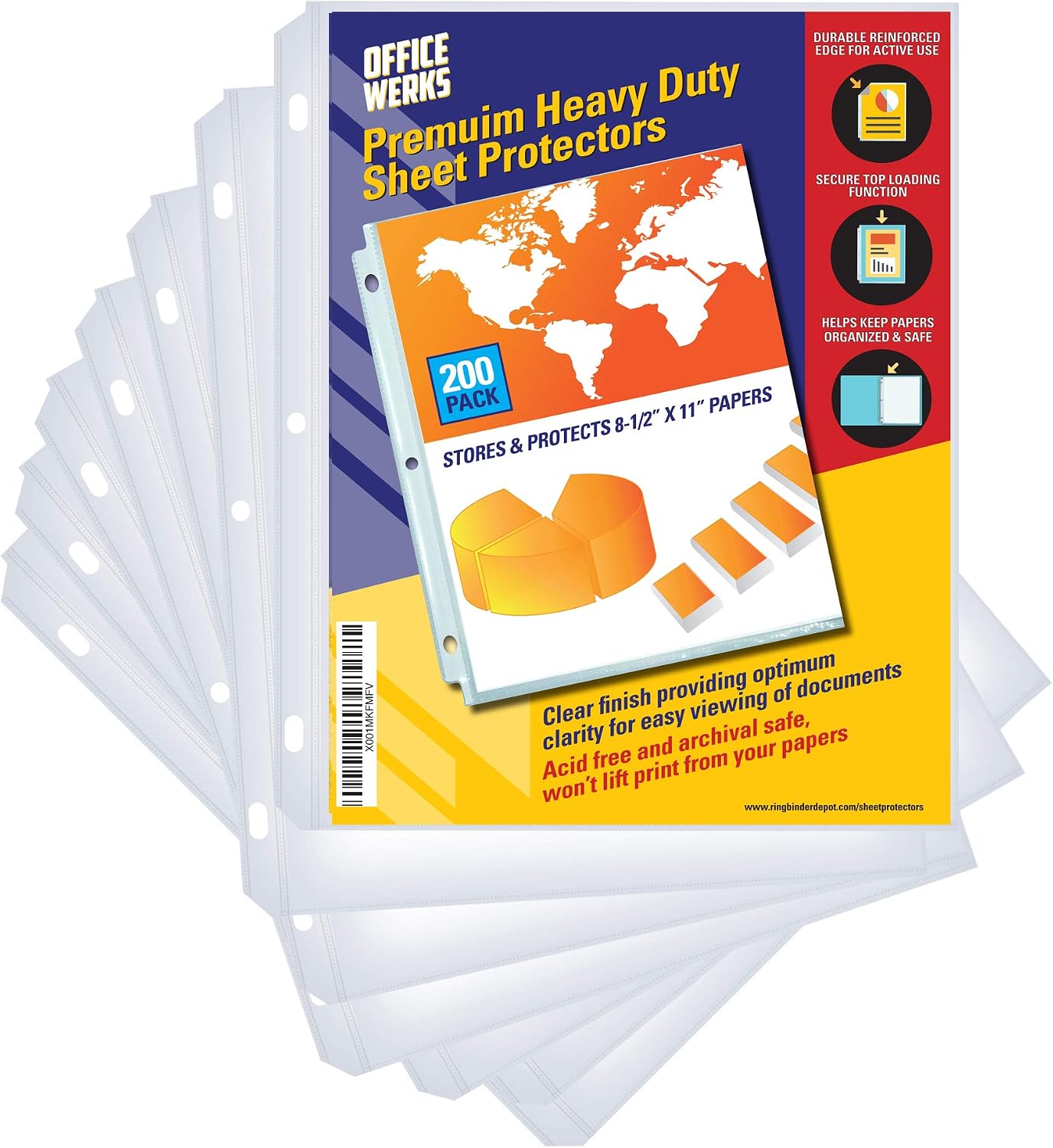 100 Sheet Protectors, Heavy Duty 8.5 X 11 Inch Clear Page Protectors for 3 Ring Binder, 70 Microns Plastic Sheet Sleeves, Durable Top Loading Paper Protector with Reinforced Holes, Archival Safe