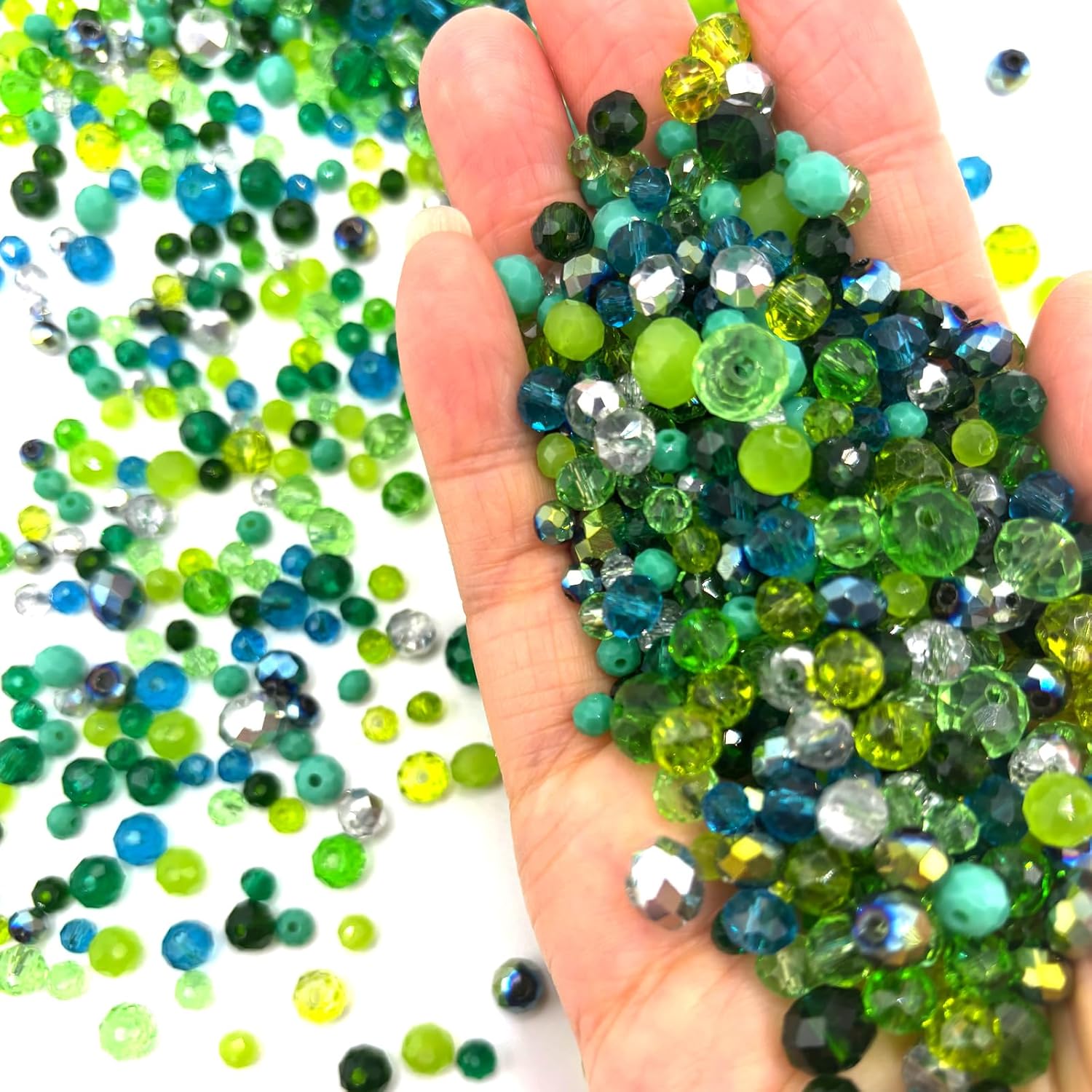 1000PCS Green Glass Beads for Jewelry Making, Assorted Color 4/6/8mm Glass Seed Beads for Crafts, Crystal Spacer Loose Faceted Beads for Bracelets, DIY, Suncatchers, - Image 4