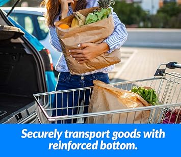 Reli. Paper Grocery Bags (125 Pcs Bulk) (12x7x17) | 70 Lbs Basis, Extra Heavy Duty | Brown Paper Bag, Large Grocery Kraft Sacks | Takeout, Restaurant, Retail, Shopping