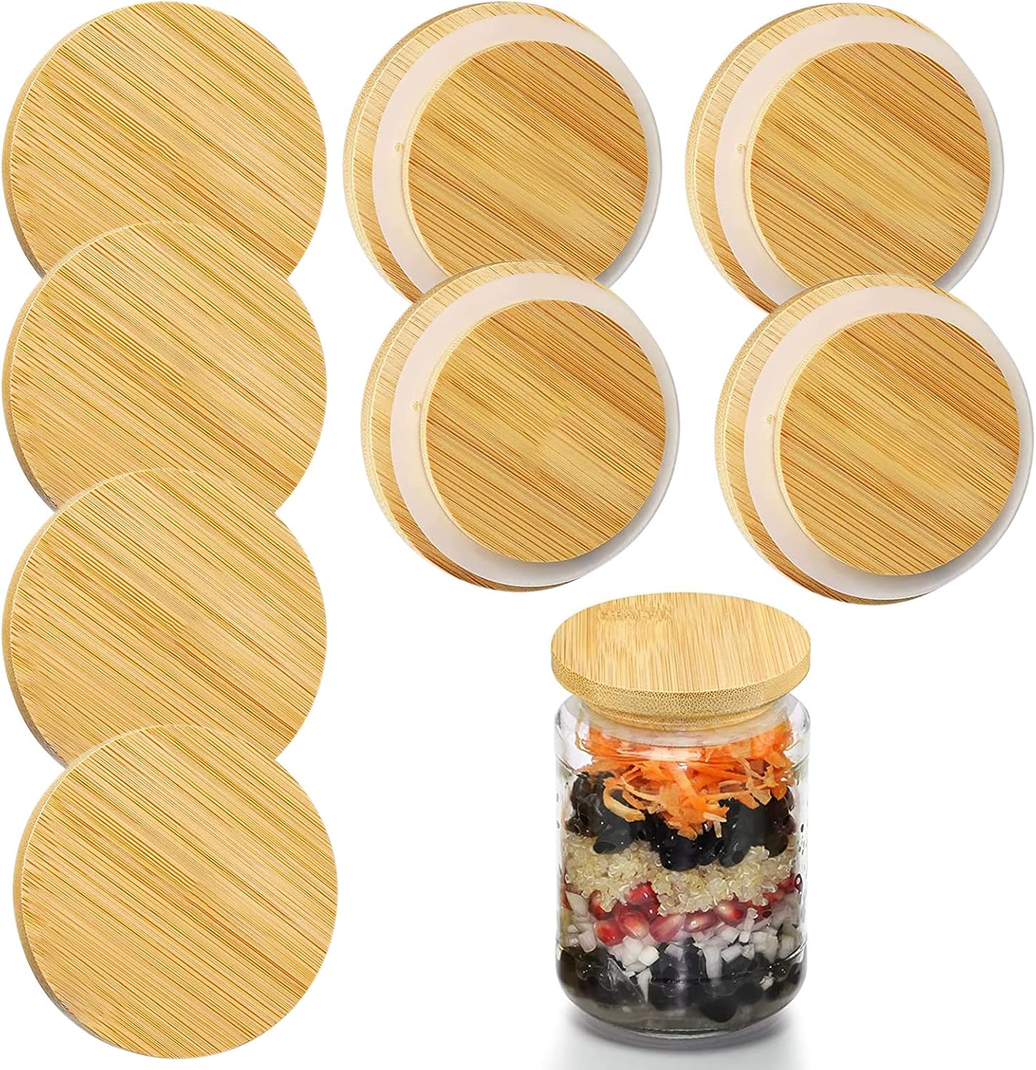 LYEAA Bamboo Mason Jar Lids Reusable Storage Canning Jar Lids with