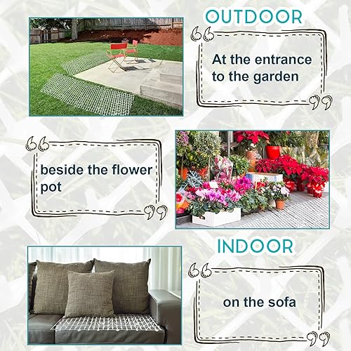 Miniatura 12 de Zopeal Tapete repelente de gatos de 13 pies con 12 estacas para el suelo, 12 bridas con cremallera, tapete disuasorio de picos para mantener al