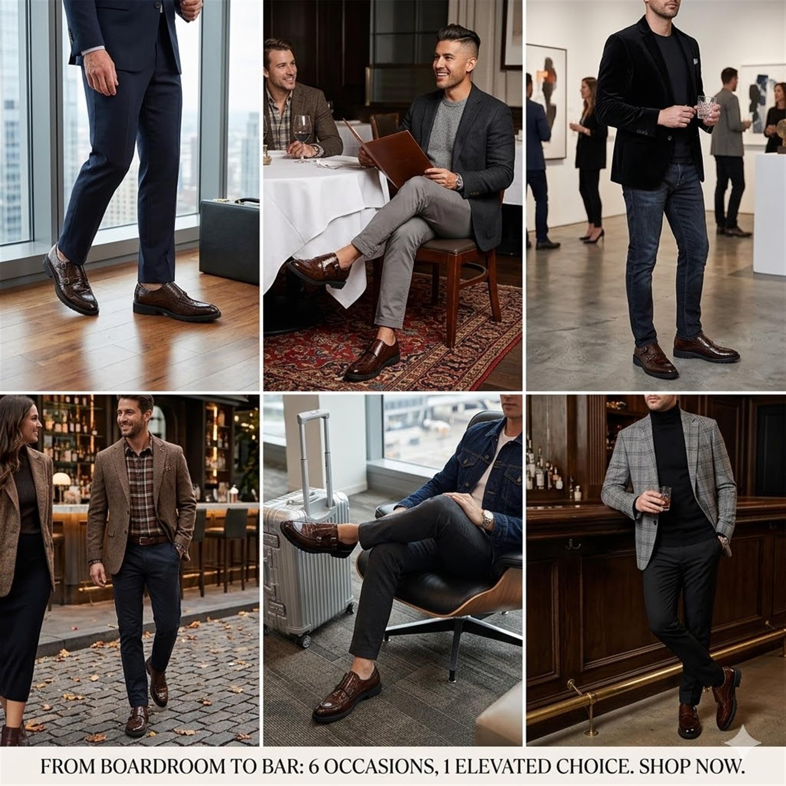Zapatos de Doble Hebilla para Hombre Piel Charol Estampado Cocodrilo Zapatos de Vestir Mocasines Elegantes para Boda Negocios