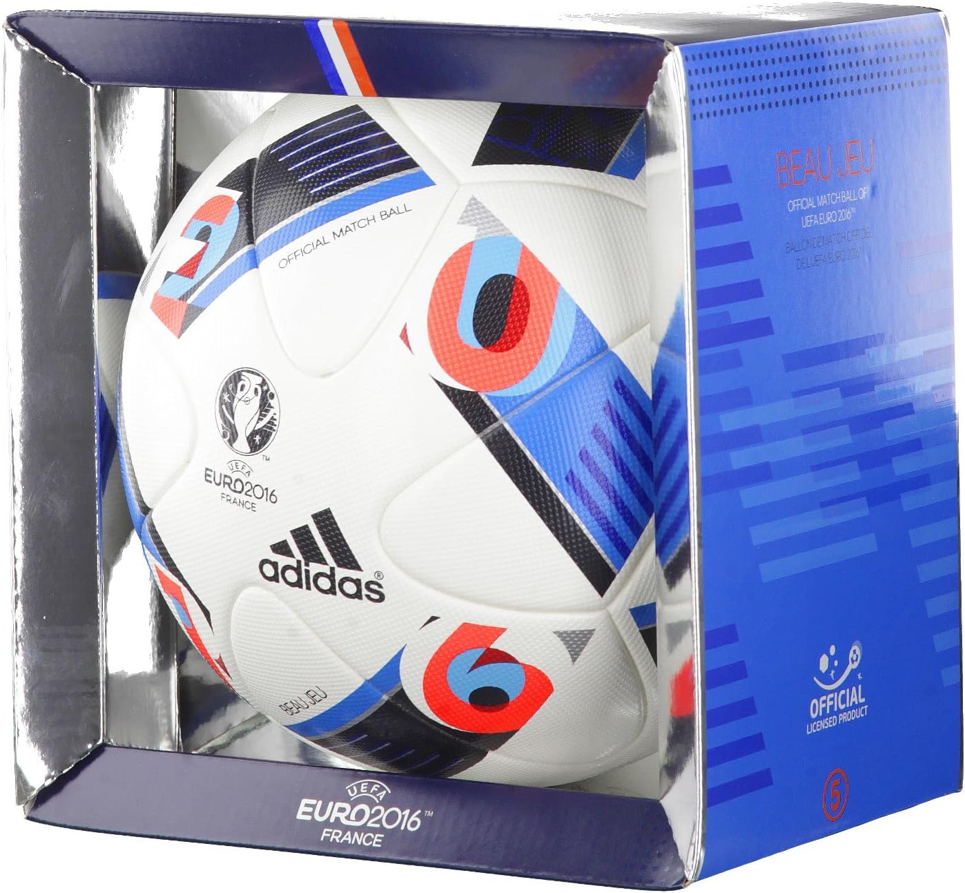 adidas Euro 2016 Official Match Soccer, White, One Size