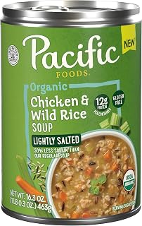 Pacific Foods Organic Low Sodium Chicken & Wild Rice Soup, 16.3 oz - Gluten-Free, 12g Protein, Non-GMO