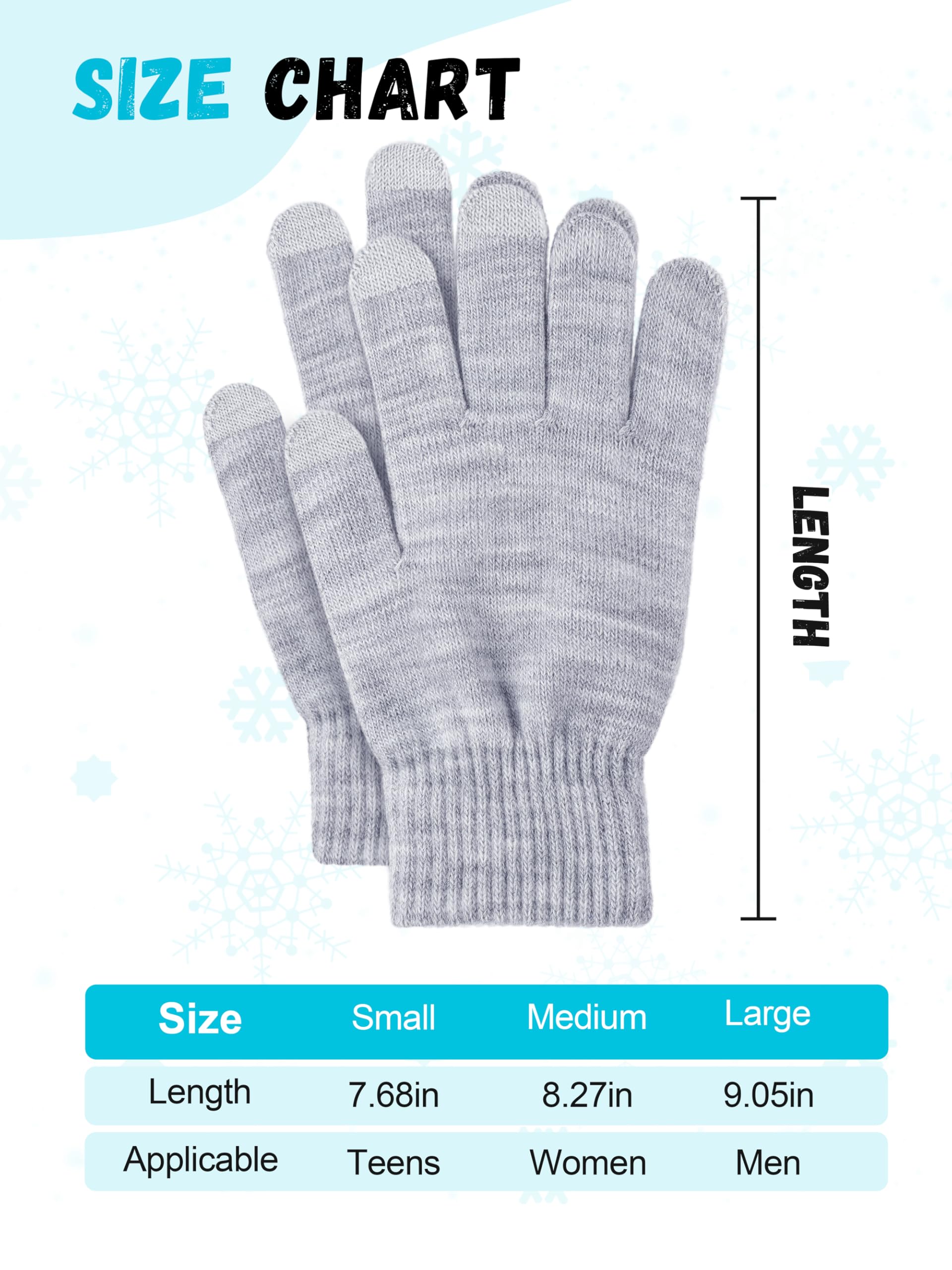 Glooarm 12 pares de guantes de invierno con dedos para pantalla táctil para hombres y mujeres, guantes mágicos de invierno, guantes de punto a granel para mensajes de texto