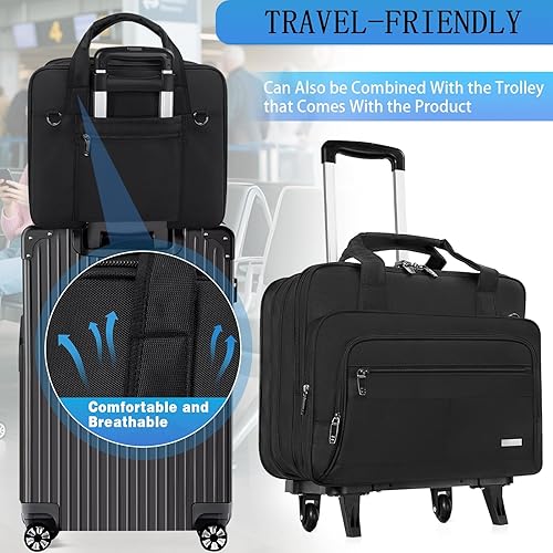 Miniatura 7 de GMAK Bolsa para computadora portátil para mujeres y hombres, maletín expandible para laptop con compartimento para computadora de 17.3 pulgadas,