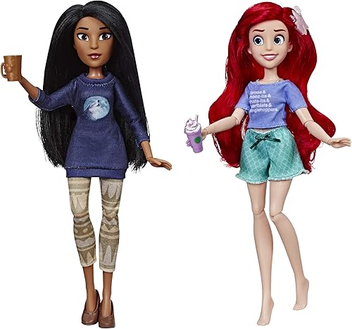 Miniatura 3 de Disney Princess Muñecas de películas Ralph Breaks The Internet, Ariel y Pocahontas con ropa cómoda y accesorios