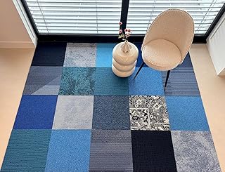 Teppichfliesen Shades of. by Interface | Selbstliegend Teppich | Teppichboden | 50x50 cm | Pro Karton 16 Stück = 4m2 (Blue)
