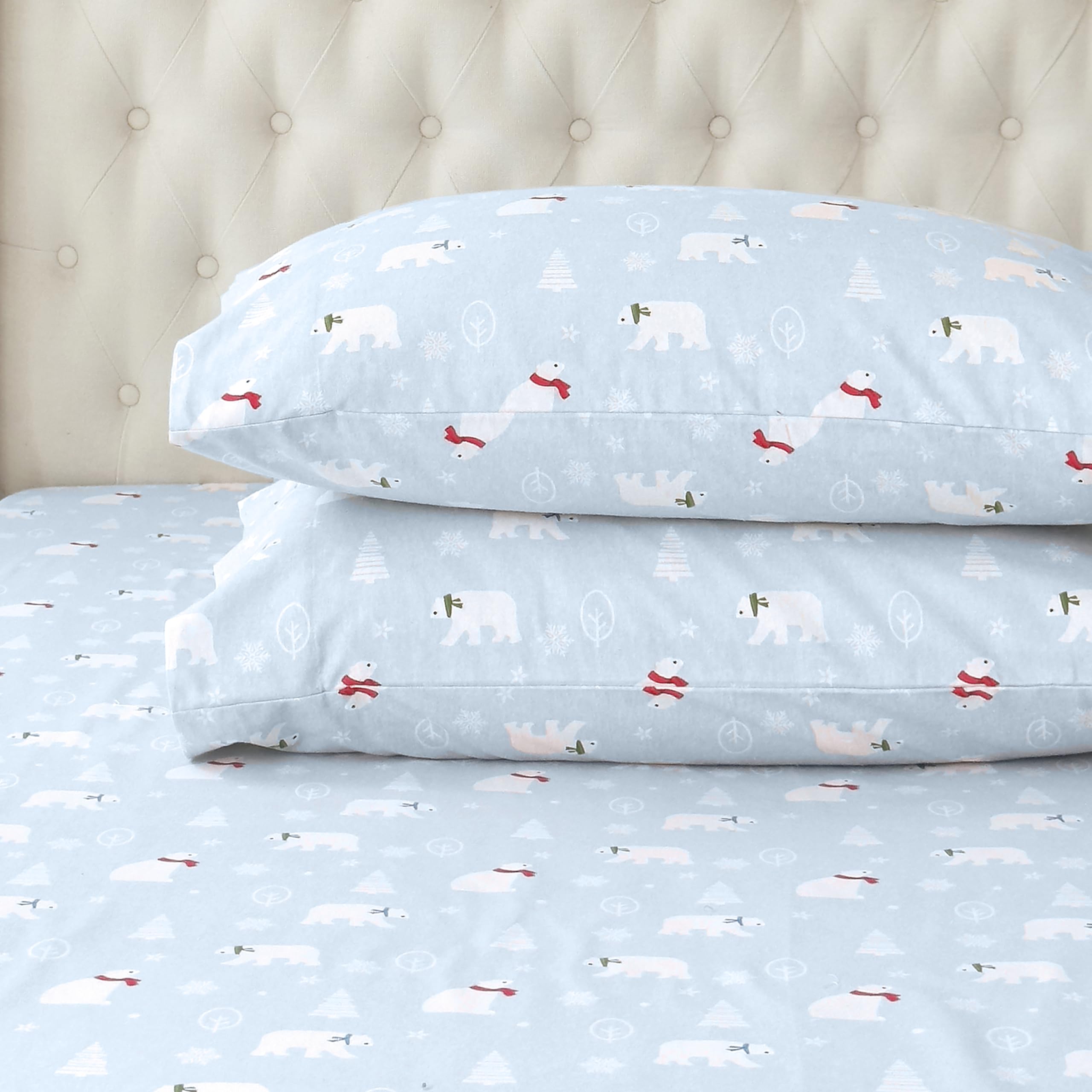 Elegant Comfort Ultraweiches 4-teiliges Flanell-Bettwäsche-Set aus 100% türkischer Baumwolle – Weihnachtsflanell-Bettlaken, warm und gemütlich, Anti-Pilling-Pilling-Qualität, Spannbettlaken mit