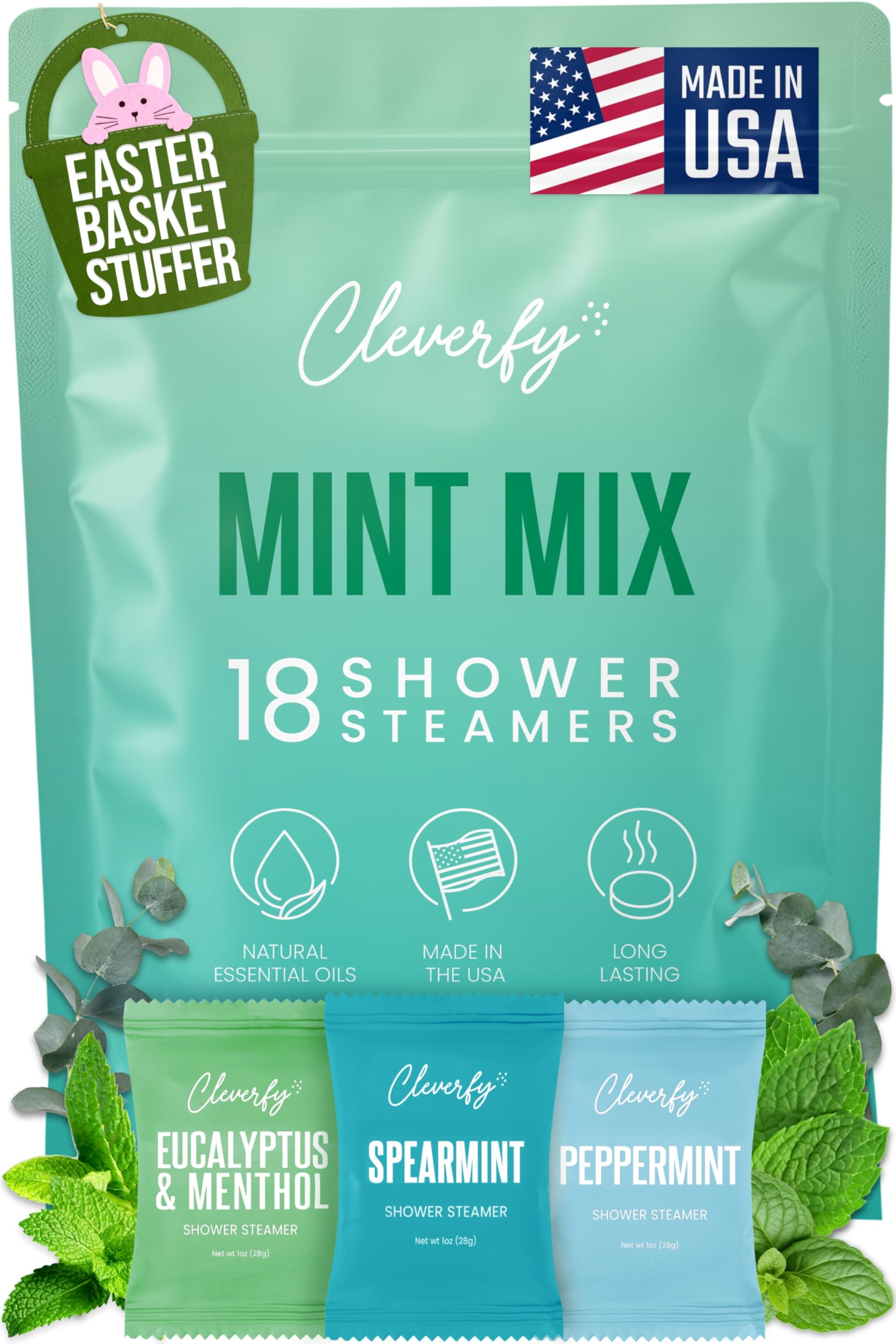 Cleverfy Shower Steamers Aromatherapy - Easter Basket Stuffers for Teens and Adults - Easter Gifts for Women and Men, Girls and Boys - 18 Tablets