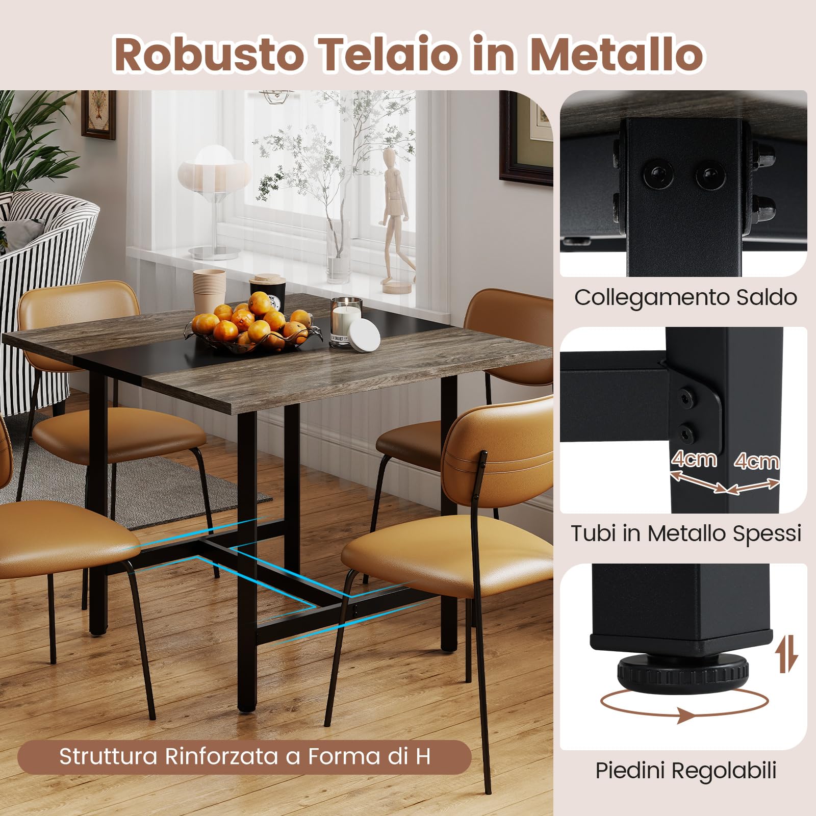 COSTWAY Tavolo da Conferenza Quadrato 100 cm, Tavolo da Riunioni con Piano Rinforzato e Struttura Metallica Robusta, Ideale per 4 Persone da Ufficio e Sala Riunioni (Grigio)