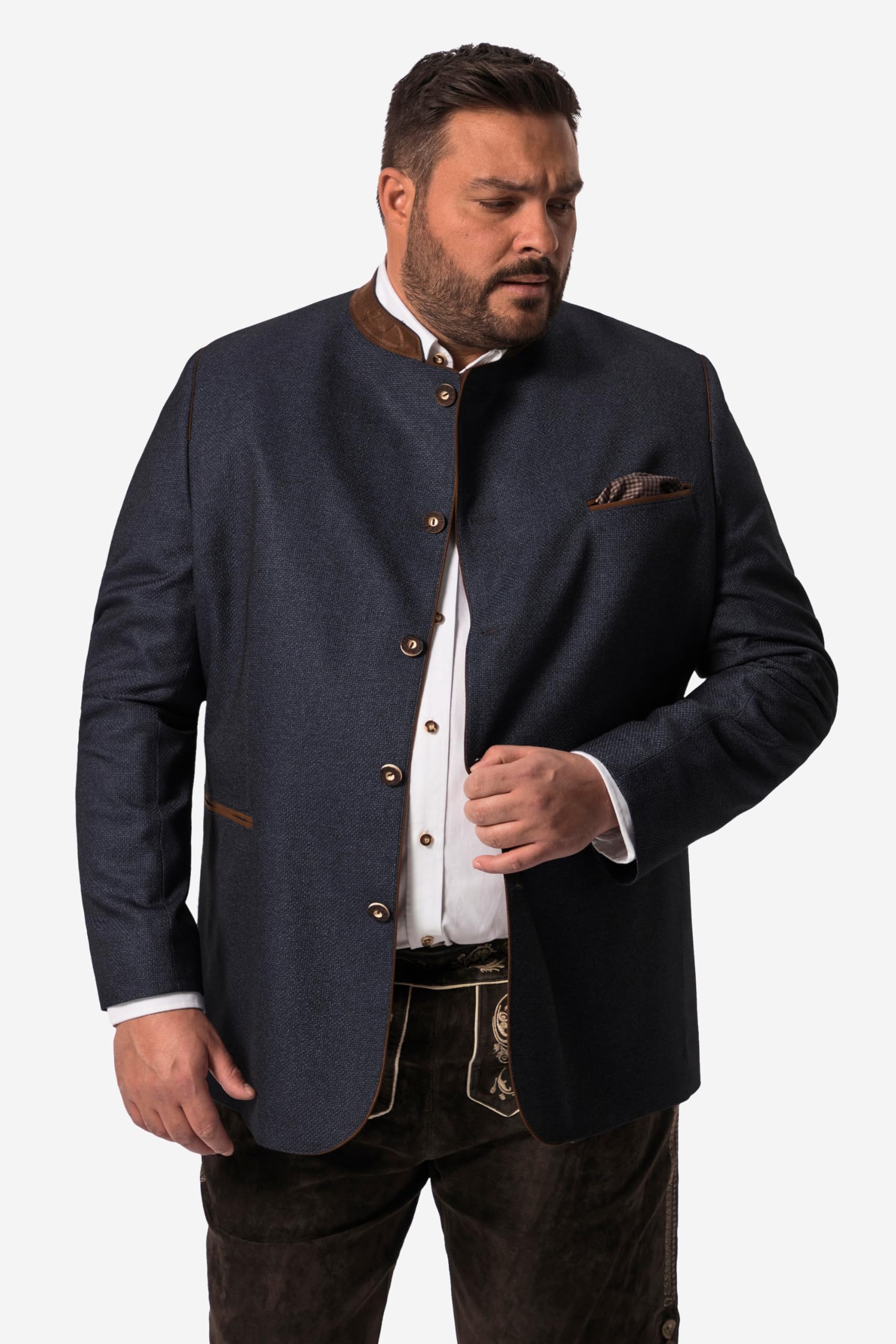 Men Plus Herren große Größen Übergrößen Menswear L-8XL Janker, Trachten, Leinenoptik, Stehkragen 831435