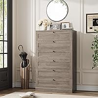 Vista 4 de Hostack - Cómoda de 6 cajones para dormitorio, cómoda de 52" de altura y cómoda de cajones, cómoda de madera de 29" de ancho, gabinete