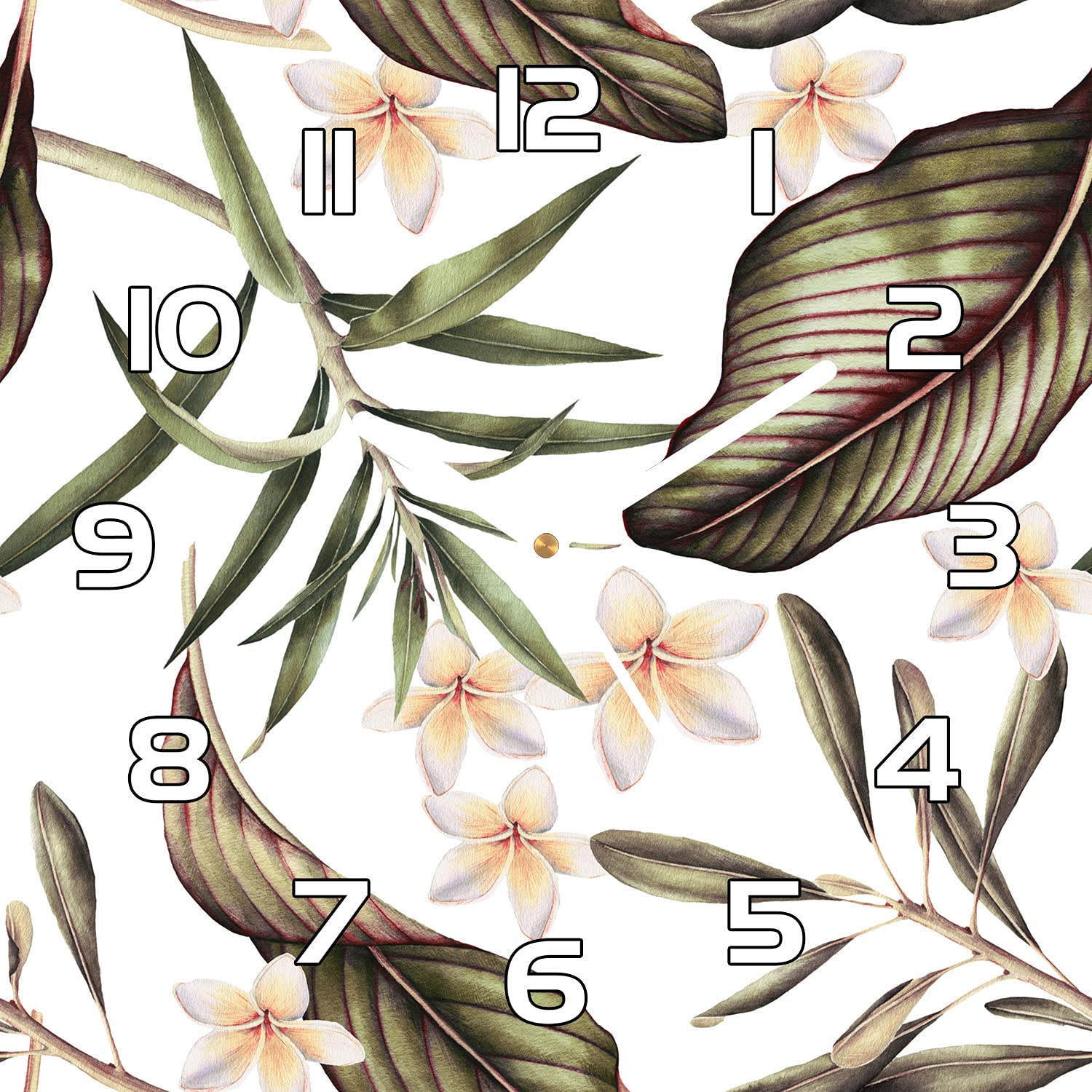 Horloge en Verre de Sécurité Coloray Impression Moderne Haute Définition Fleurs