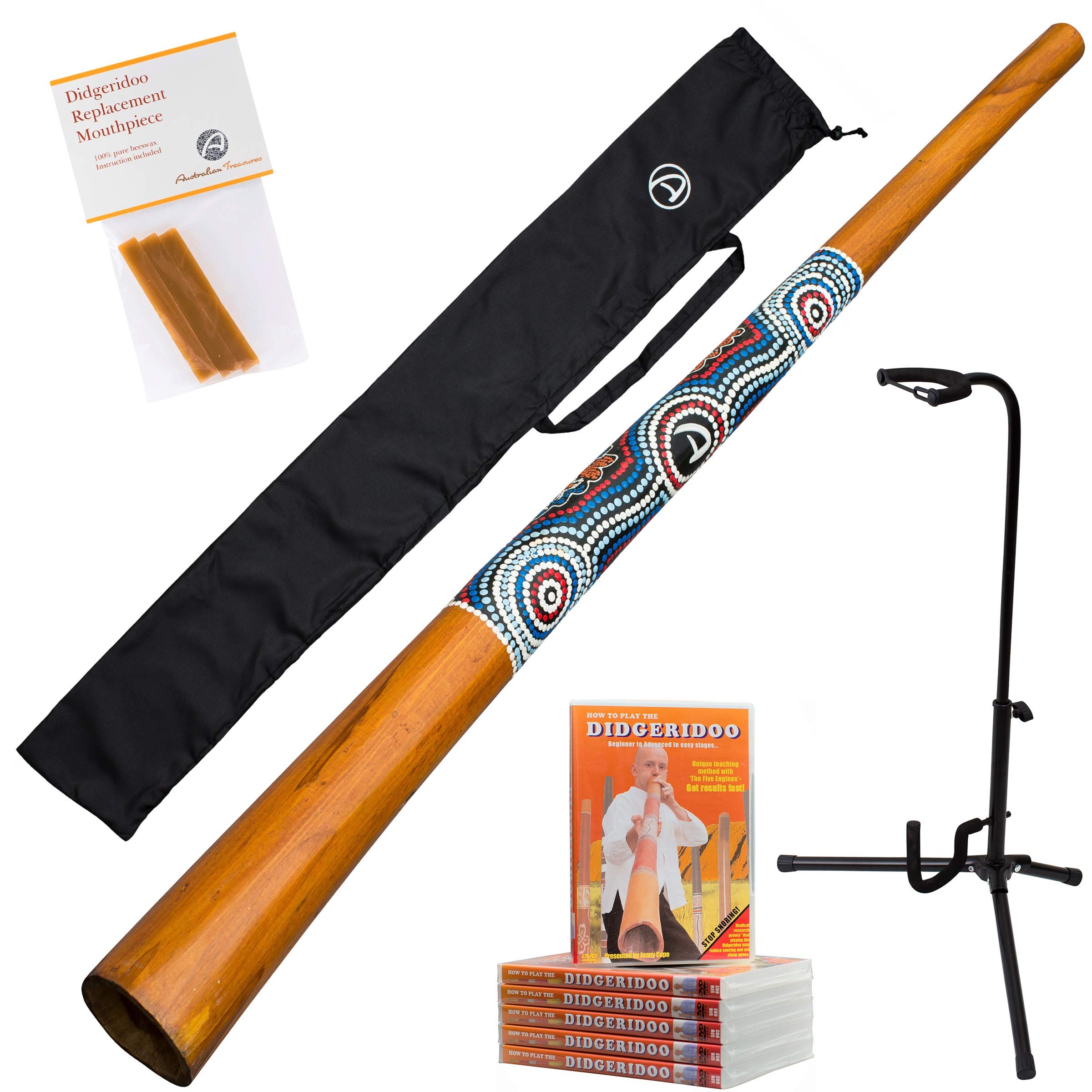 Holz Didgeridoo - DVD - Bienenwachs - didgeridooTasche - didgeridoo-Stative