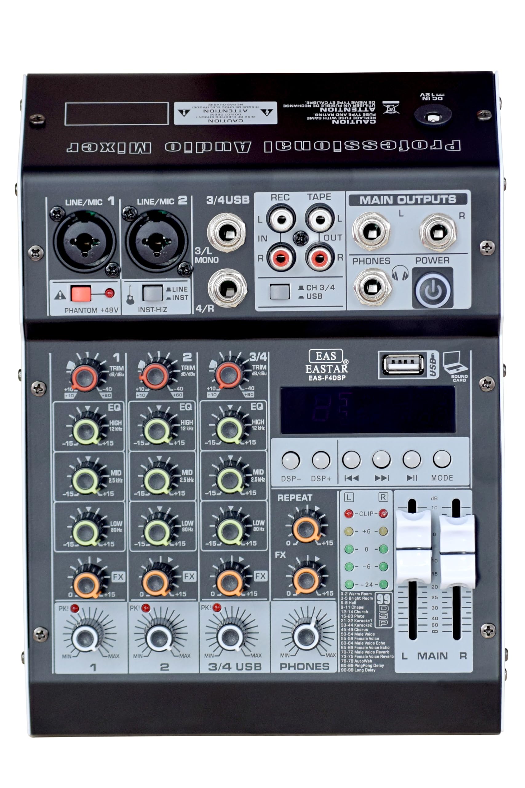 kh Audio Mixer 4 Channel for Stage Live Studio Stereo Recording DJ Stage Professional Audio Mixer Sound Board Console System Interface 4 Channel 48V Phantom Power (4 Channel DSP)-image-38