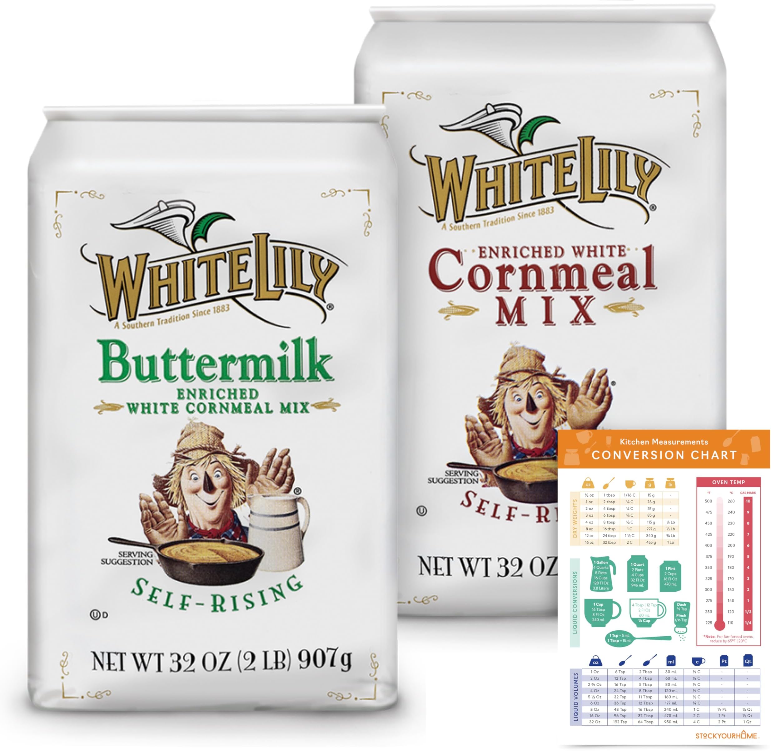 Amazon.com : White Lily Buttermilk Cornmeal & Enriched White Corn meal ...