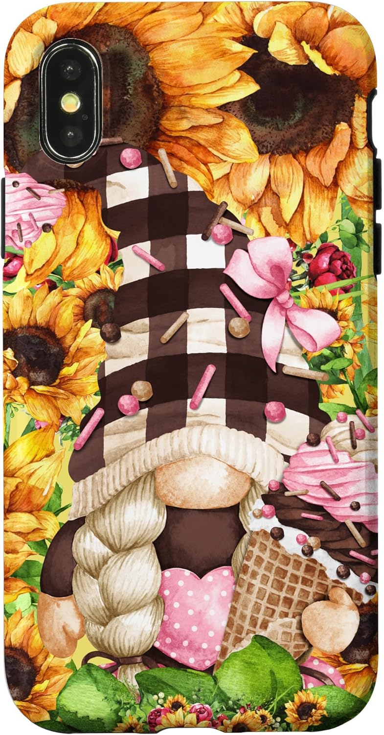 Summer Ice Cream Gnome For Women Floral Yellow Sunflower Case for iPhone 14 Pro Max