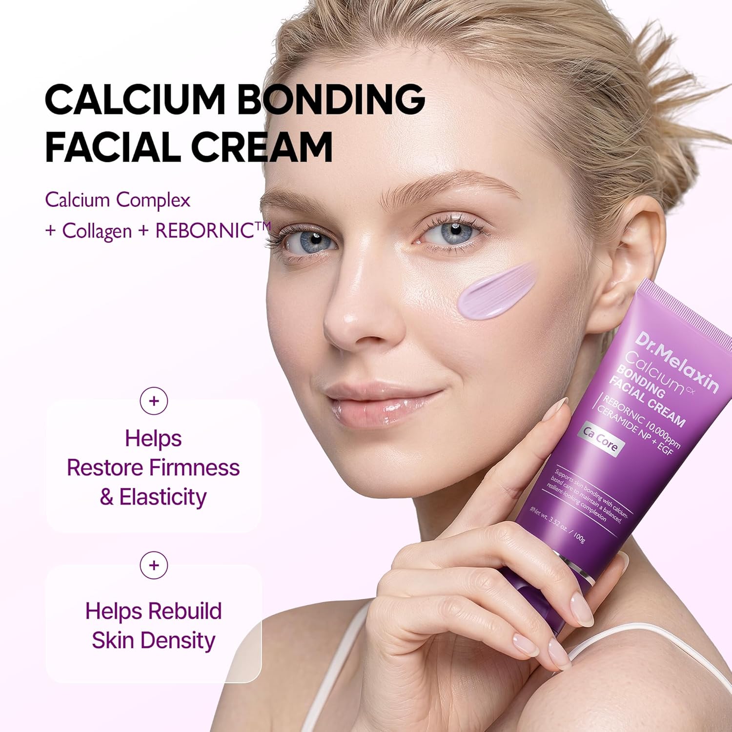 Dr.Melaxin Calcium Bonding Facial Cream with REBORNIC 10,000ppm & EGF, Anti-Aging Face Moisturizer for Skin Density, Ceramide & Hyaluronic Acid for Elasticity, 3.38 fl.oz