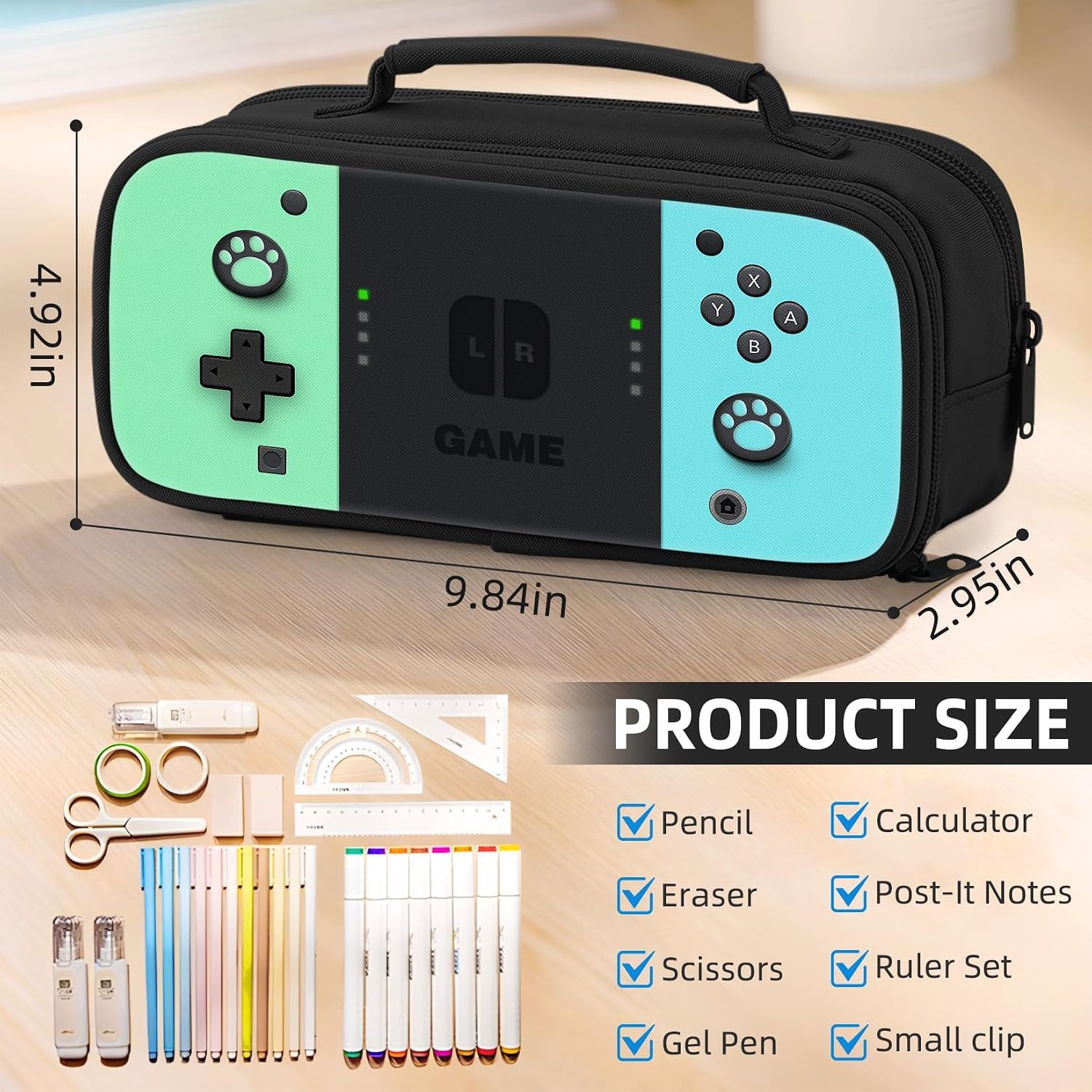 Gamer Pencil Case for Boys - Large Boys Pencil Pouch With Handle - Big Capacity Pen Bag Pen Box With Zipper Compartments, School Supplies Stationary Organizer for Kids Teens Adults image 4