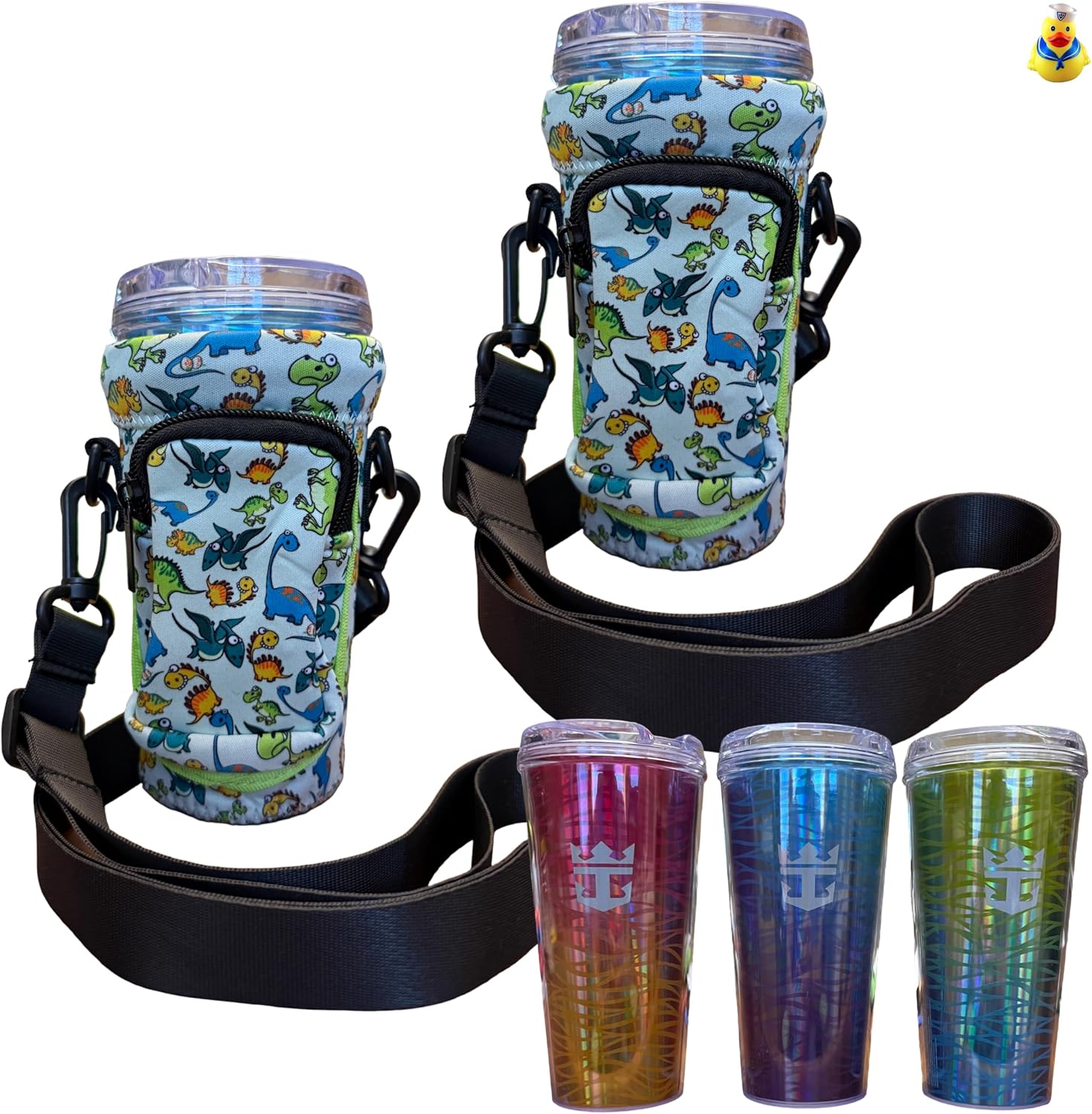 Cruise Ship Essentials Cup Sling Cruise Essentials 2026. Caribbean Cruise Must Haves. Cruise Ship Essentials 2026, Caribbean Royal, Caribbean cruise essentials 2026 (2-Pack) (Dinosaur)