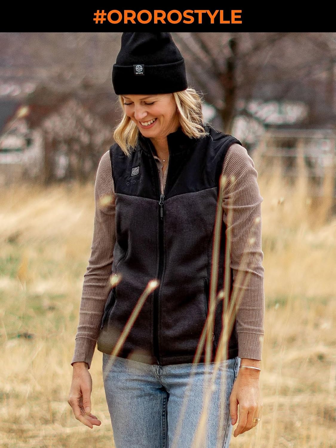 ORORO Women's Lightweight Heated Sweater Fleece Vest with USB-C Rechargeable Battery, Heated Recycled Fleece Vest - Image 7