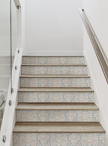 Miniatura 9 de Damask Weaves - Tiras elevadoras de escaleras con aspecto texturizado para despegar y pegar (paquete de 6, 48 pulgadas de ancho x 7 pulgadas de