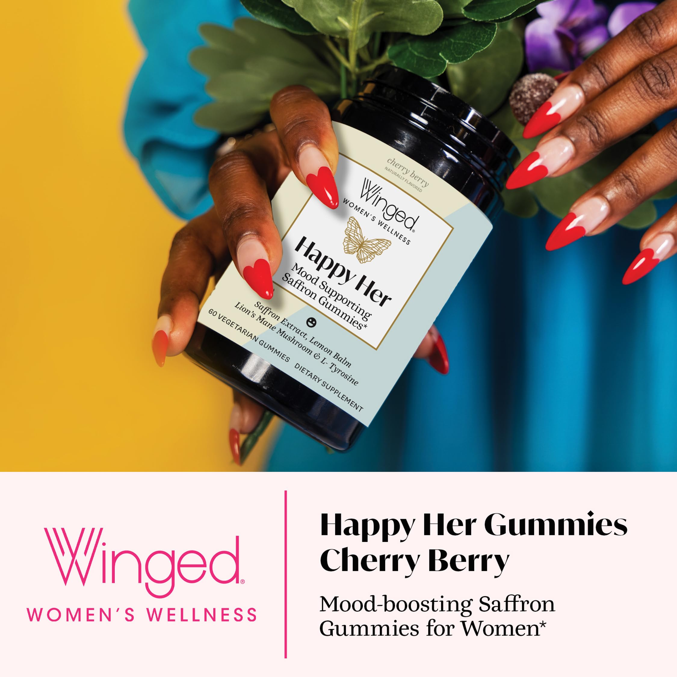 Winged Wellness Happy Her, Daily Mood Support Gummies for Women, 60 Gummies — Amazon image 3