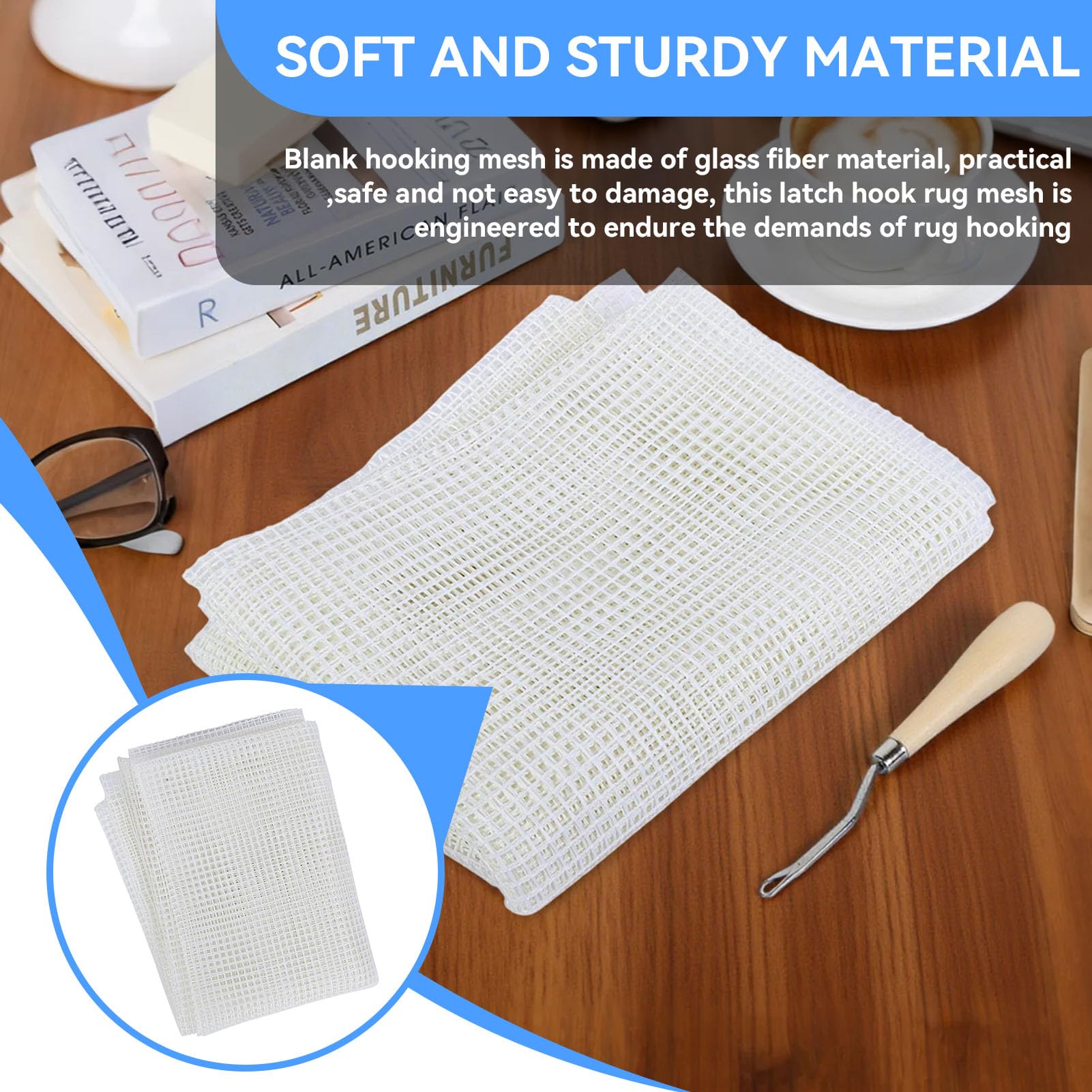 Latch Hook Mesh, Blank Rug Hooking Mesh Carpet Rug Knitting Cloth Accessory Tools for Crafts Supplies Making Embroidery Decoration (Grid Cloth 150 * 100cm)