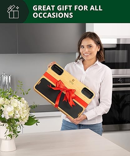 Miniatura 69 de ROYAL CRAFT WOOD Tablas de bambú extra grandes para charcutería – Juego de tablas de charcutería grande con 3 cuencos para salsa, 4 cuchillos