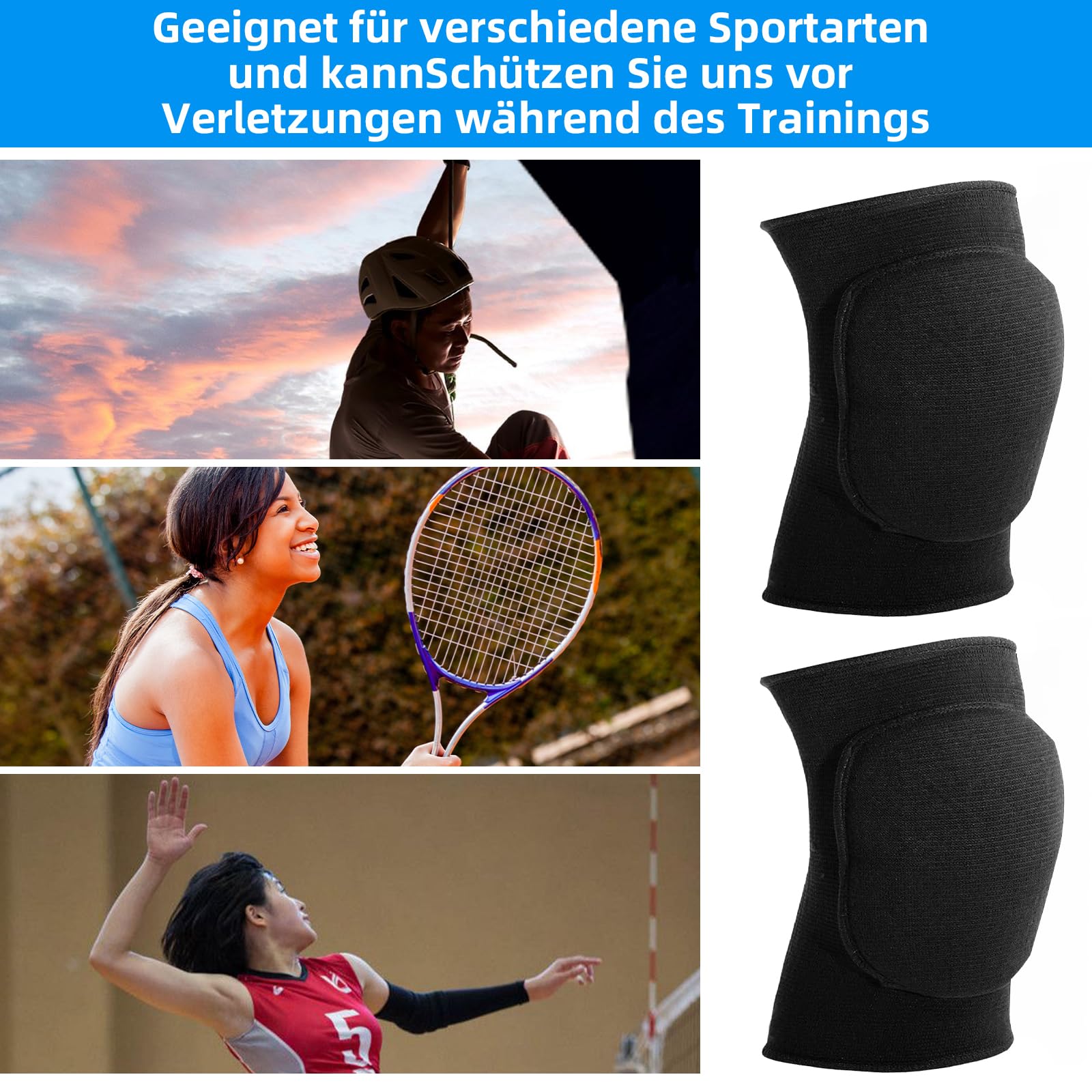 Lot de 2 coudières de volleyball avec support en éponge épaisse respirantes