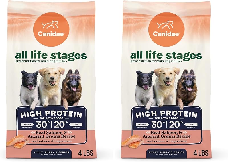 Ração Seca para Cães CANIDAE All Life Stages High Protein com Salmão e Grãos Antigos 1,81 kg – Pacote com 2