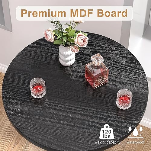 Miniatura 4 de VECELO Mesa redonda de bar con almacenamiento de 2 niveles, parte superior de 36 pulgadas de alto, marco de metal y base para bistró, pub, sala de