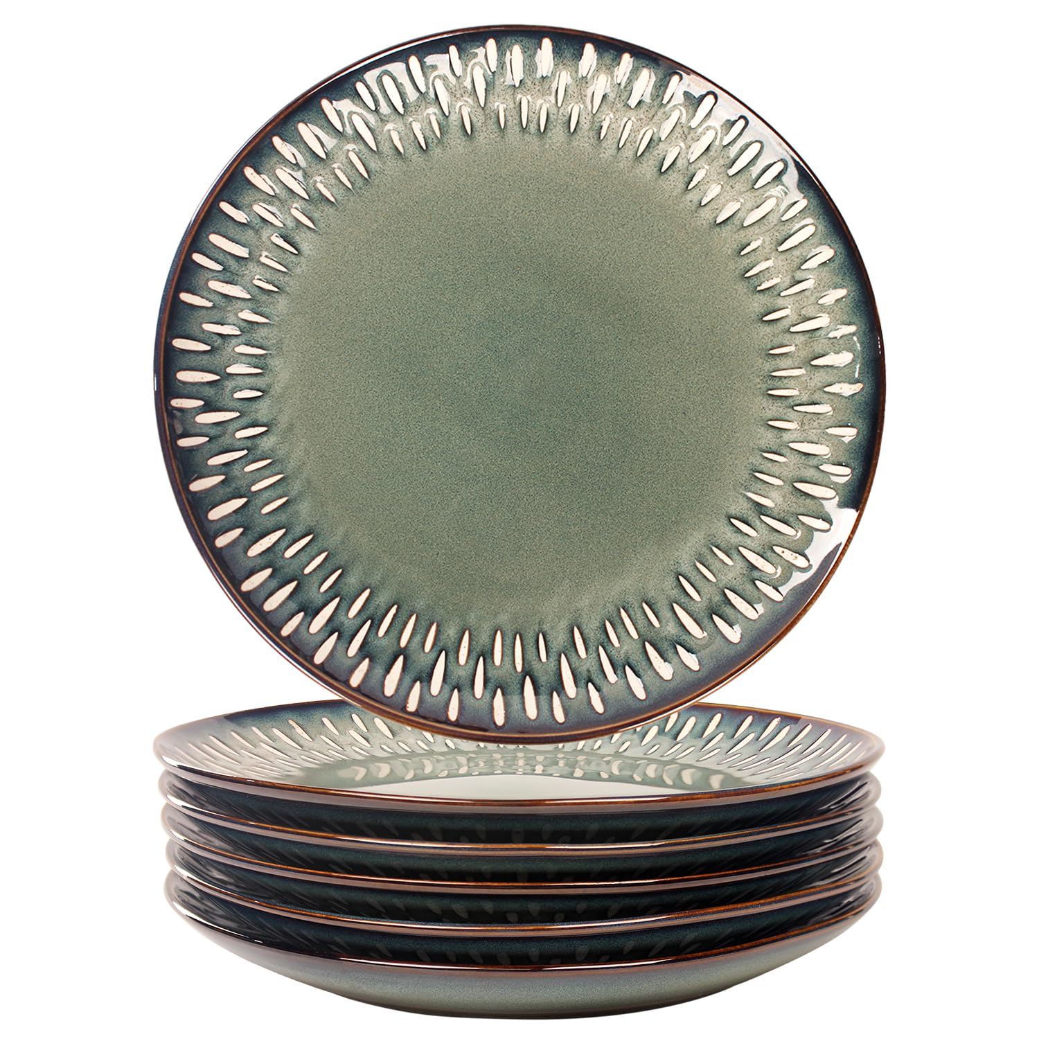 jinsongdafa 7.9-Inch Porcelain Plates Set, for Appetizer, Dinner Plates, Salad, Dessert, Snacks, Serving Plate Set of 6, Microwave and Dishwasher Safe, apply Home, Restaurant