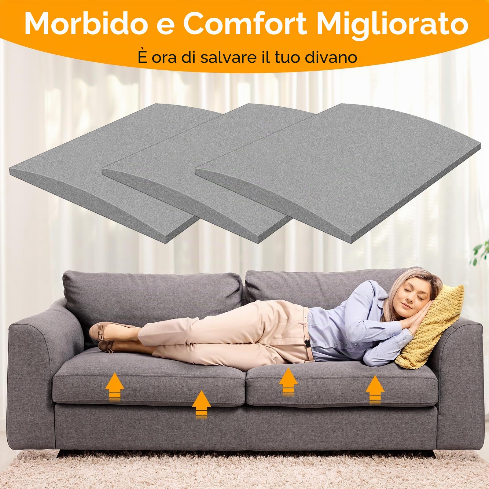 Cuscino di supporto per divano per sedile cedente, pannelli di supporto per divani, schiuma ad alta densità, 60 x 50 cm, riparazione per mobili sotto il cuscino, 2 pezzi