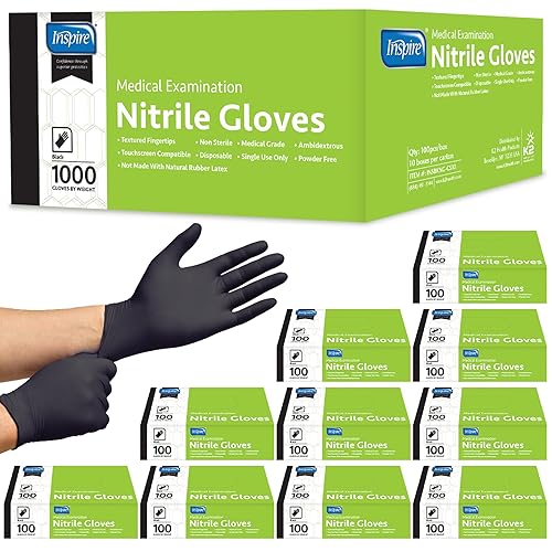 Miniatura 7 de Inspire Guantes desechables de nitrilo negro  4.5 nitrilo resistentes a productos químicos guantes negros desechables de limpieza de cocina médica