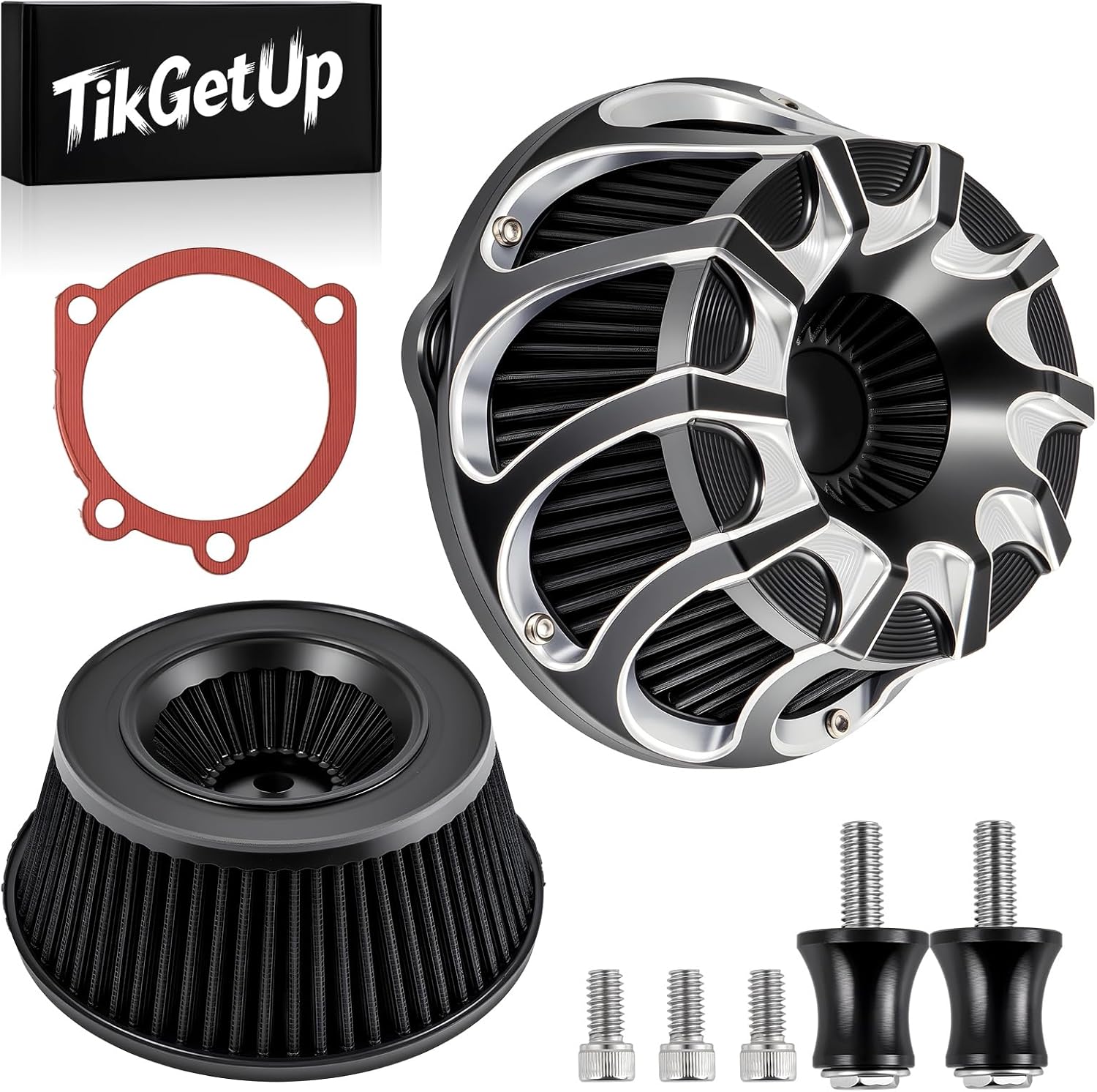 2Pc Air Cleaner Intake Filter Kit for Harley Sportster Iron XL 1200 883 48 Roadster 2004-2022【 A-For: Sportster 2004-2022】