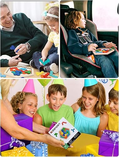 Miniatura 6 de Ranslen Rompecabezas hexagonales de madera, regalos para niños de 3 años en adelante, rompecabezas con forma hexagonal, juego de lógica IQ,