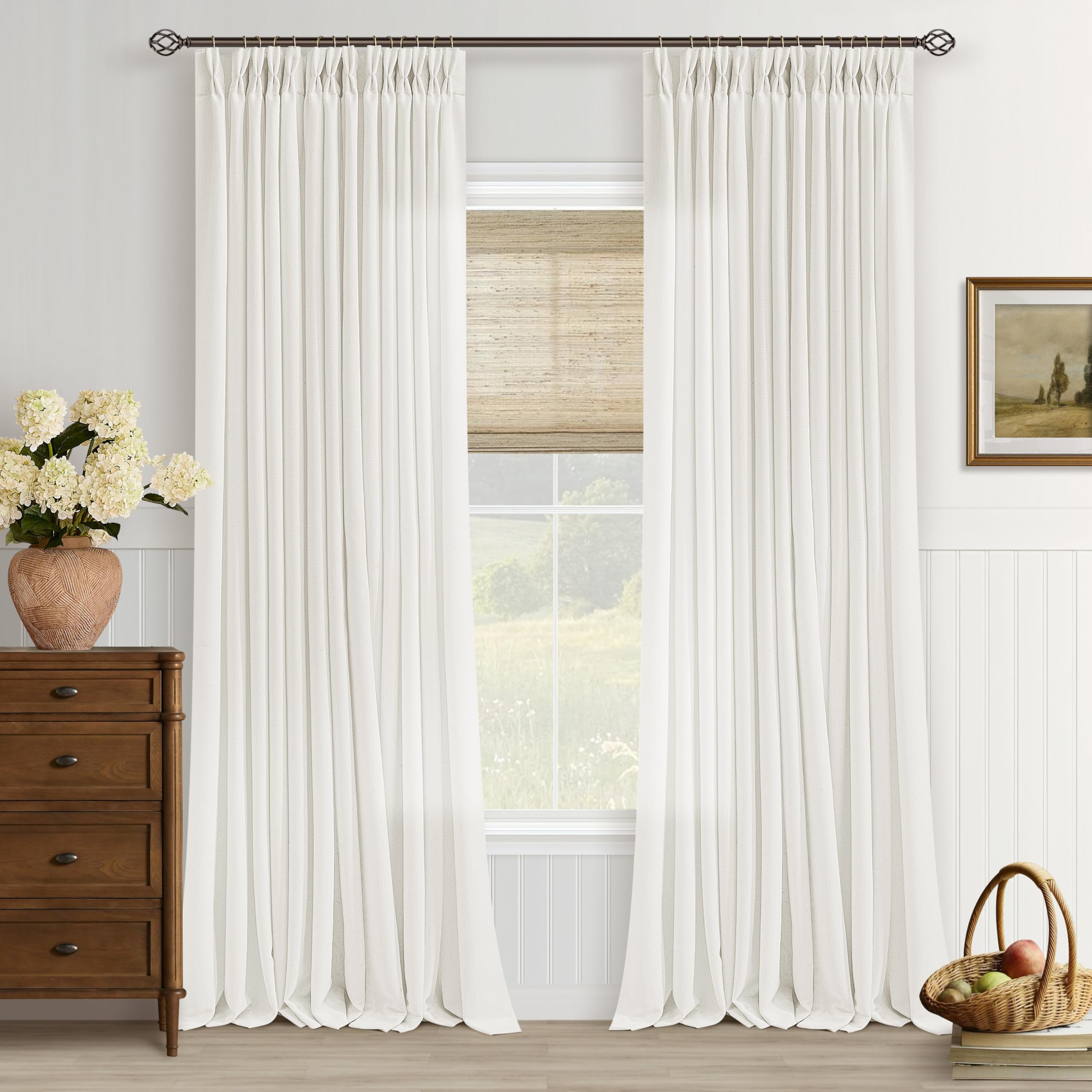Seeluck Pinch Pleated Linen Curtains