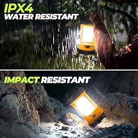Camping Lantern 3000LM, LED Lanterns for Power Outages with 4400mAh Phone Charger, Impact-Resistant Rechargeable Lantern, 5 Light Modes Waterproof Lantern for Hurricane Emergency(Orange)