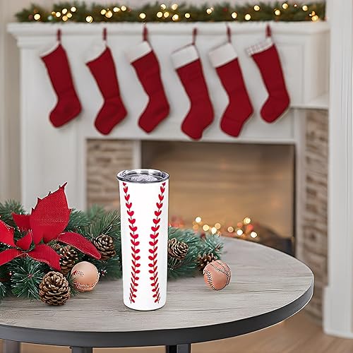 Miniatura 7 de Vaso de béisbol de 20 onzas con tapas, taza de café de viaje de baeballsoftbol de acero inoxidable, tazas aisladas para regalos para deportes de
