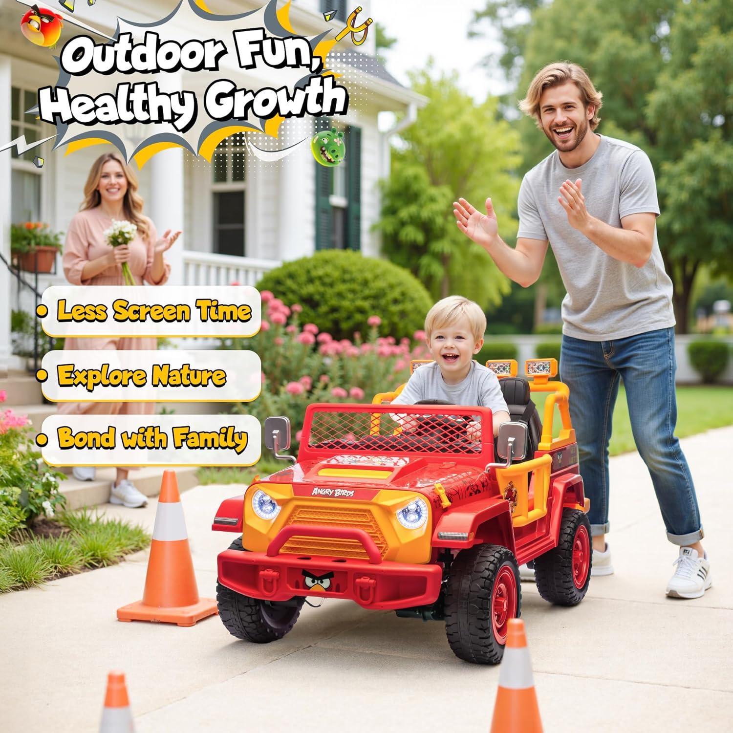 Car for Kids, XL 24V 2 Seater Ride On Electric Car w/Remote Control, 24volt Battery Powered Electric Vehicle w/ 20" Large Seat, 130lbs Weight Capacity, Bluetooth