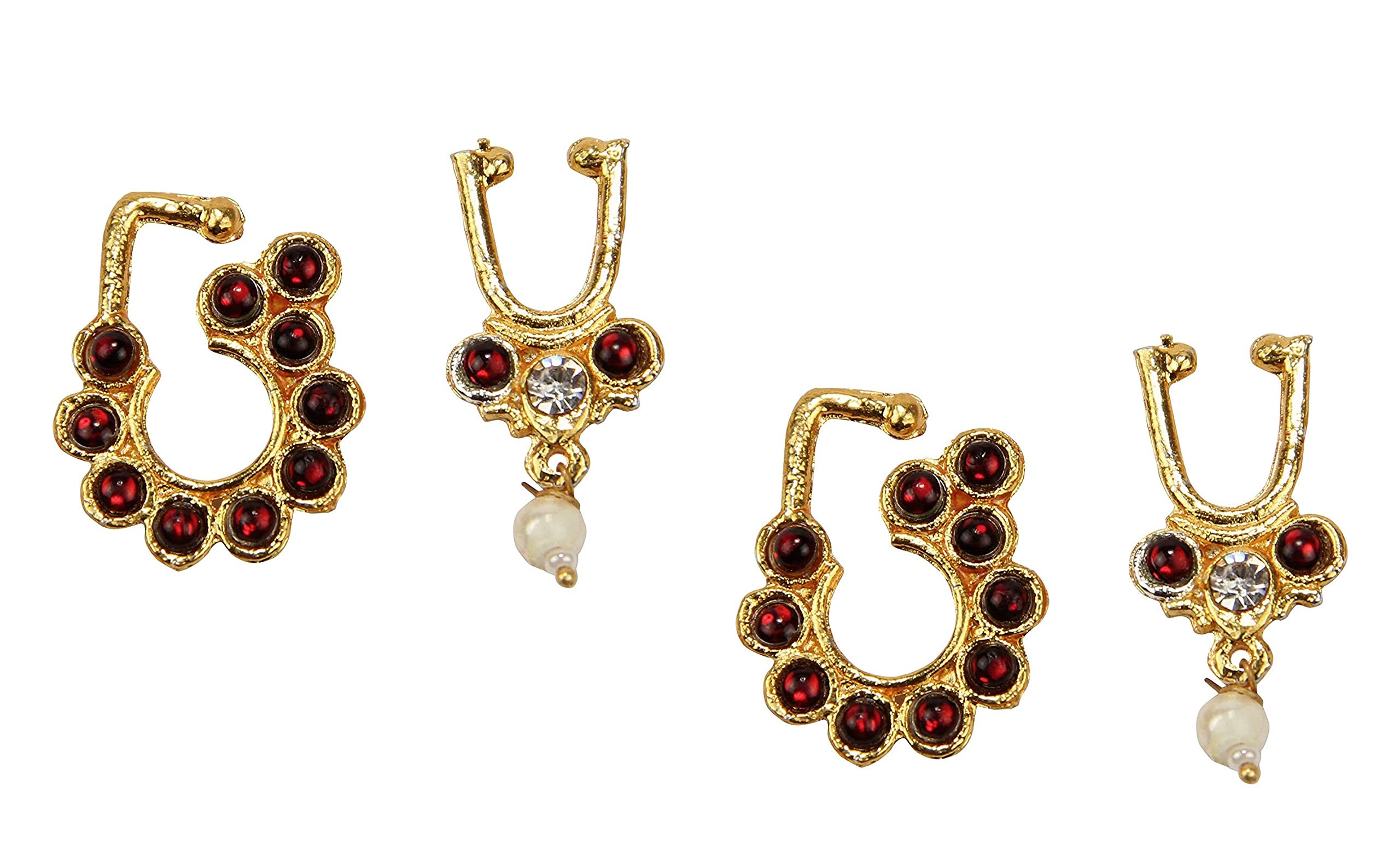 BHARATANATYAMWORLD Brass Nose Set for Bharatnatyam Kuchipudi Dance for Women(Multicolour)- COMBO PACK (B08M41K6Q9) Amazon Price History, Amazon Price Tracker