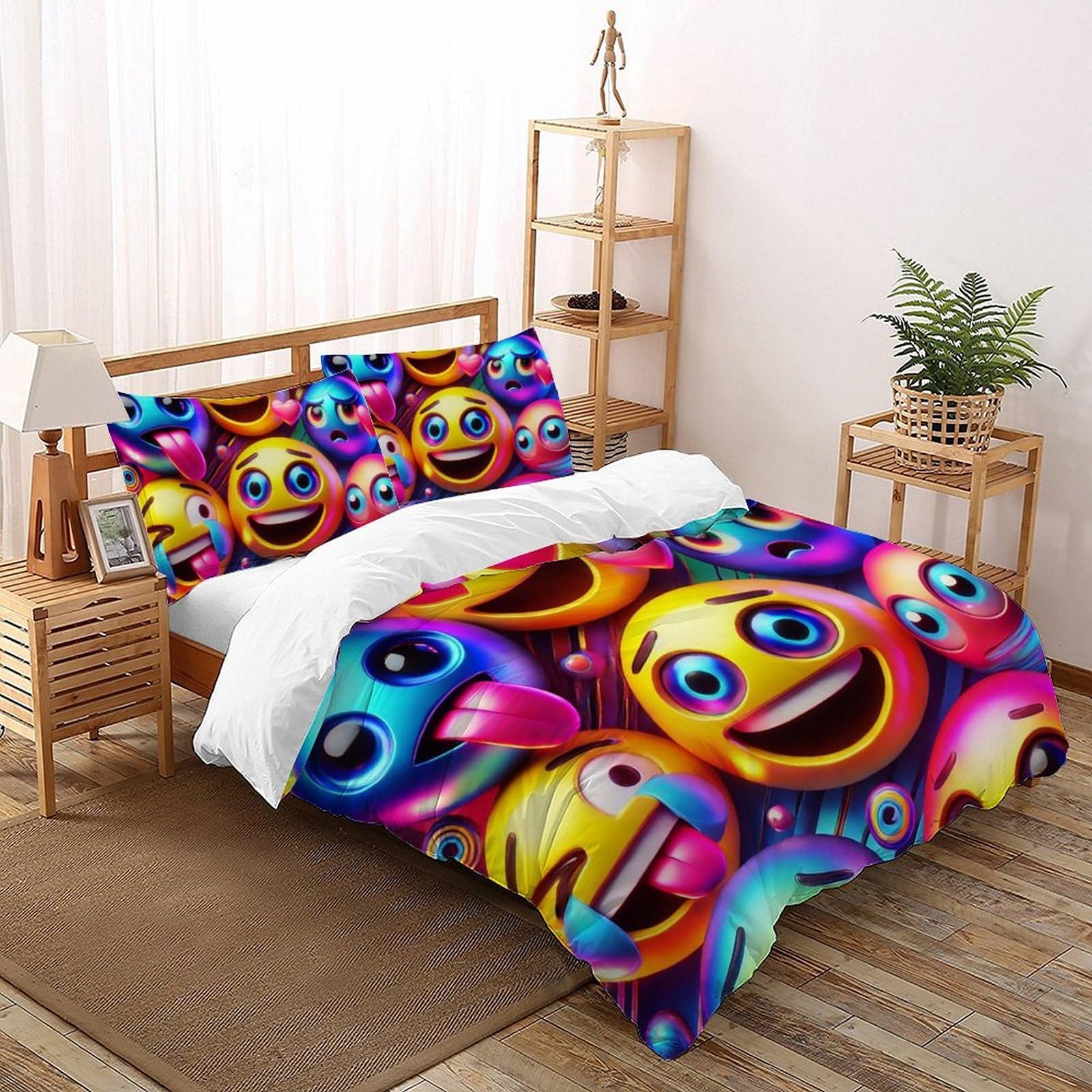 Parure de lit 100% coton et microfibre 260x220cm pour lit enfant avec housse de couette 3D