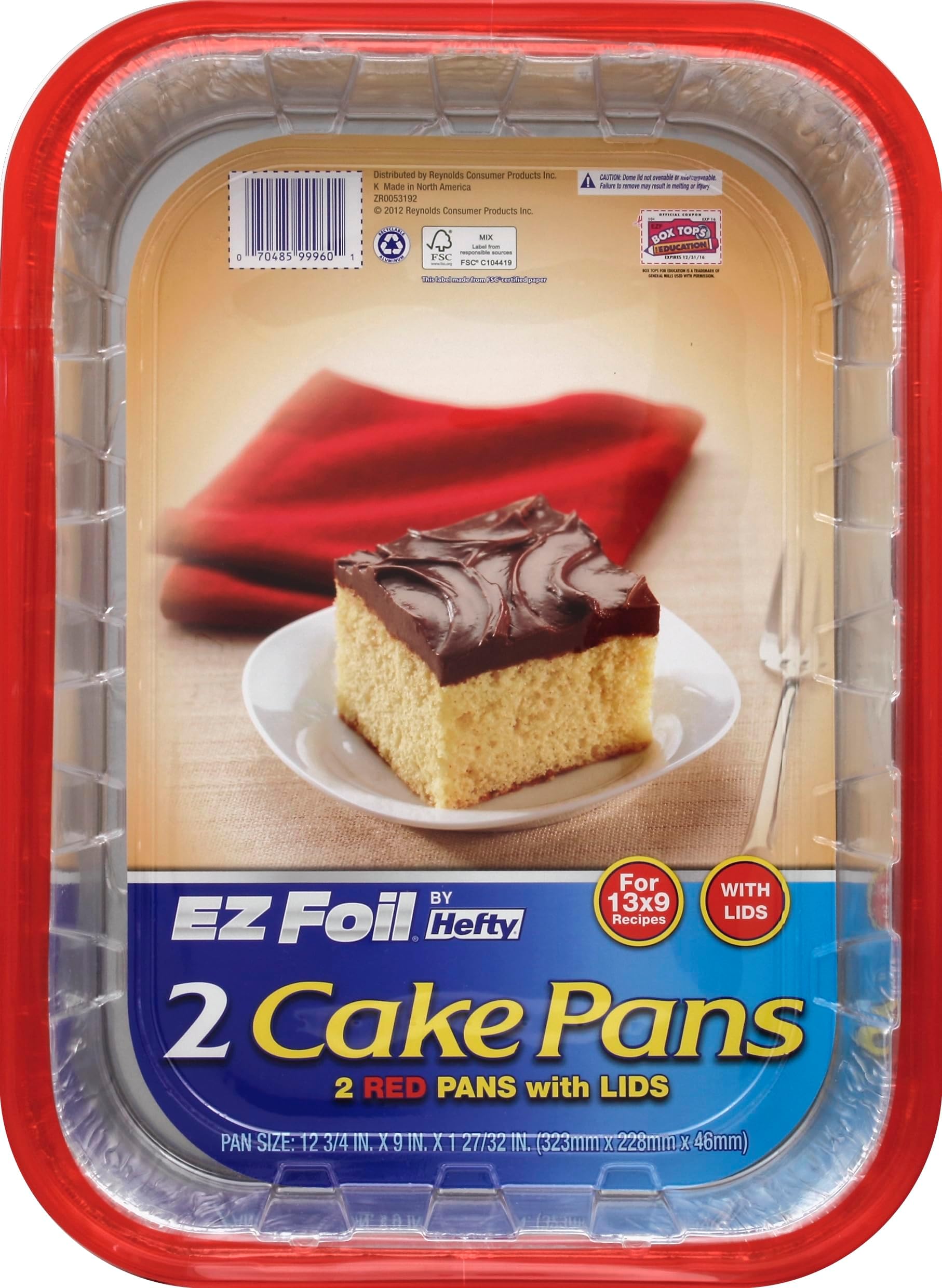 Hefty Ez Bake Pan W/Cover Size 2 Ct Ez Foil Party Colors