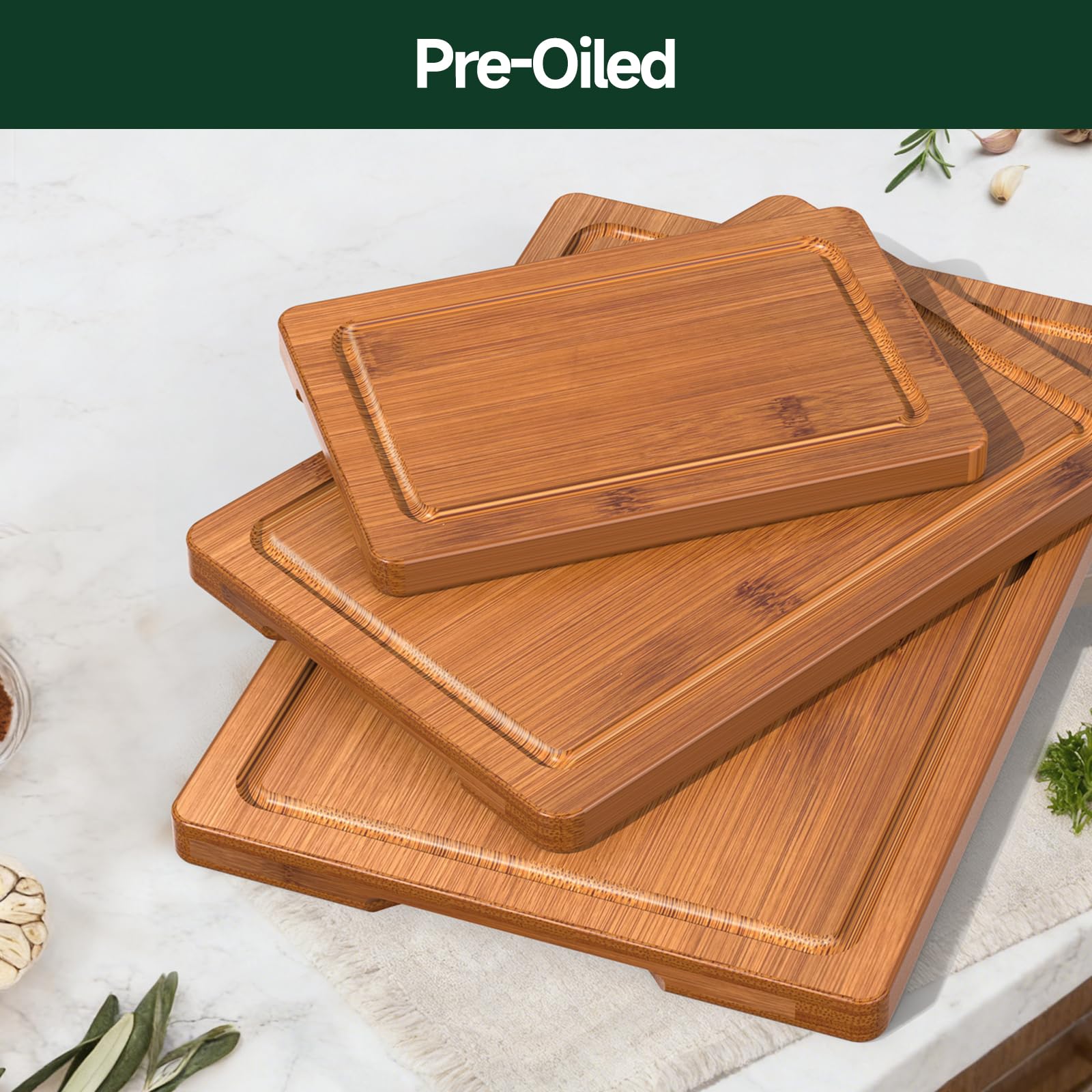 Amazon.com: Zeawec 3-Piece Set Bamboo Cutting Board for Kitchen