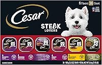 Vista 1 de CESAR Alimento húmedo para perros adultos, pan clásico en salsa para amantes de la carne, paquete variado con carne real, bandejas de 3.5 onzas