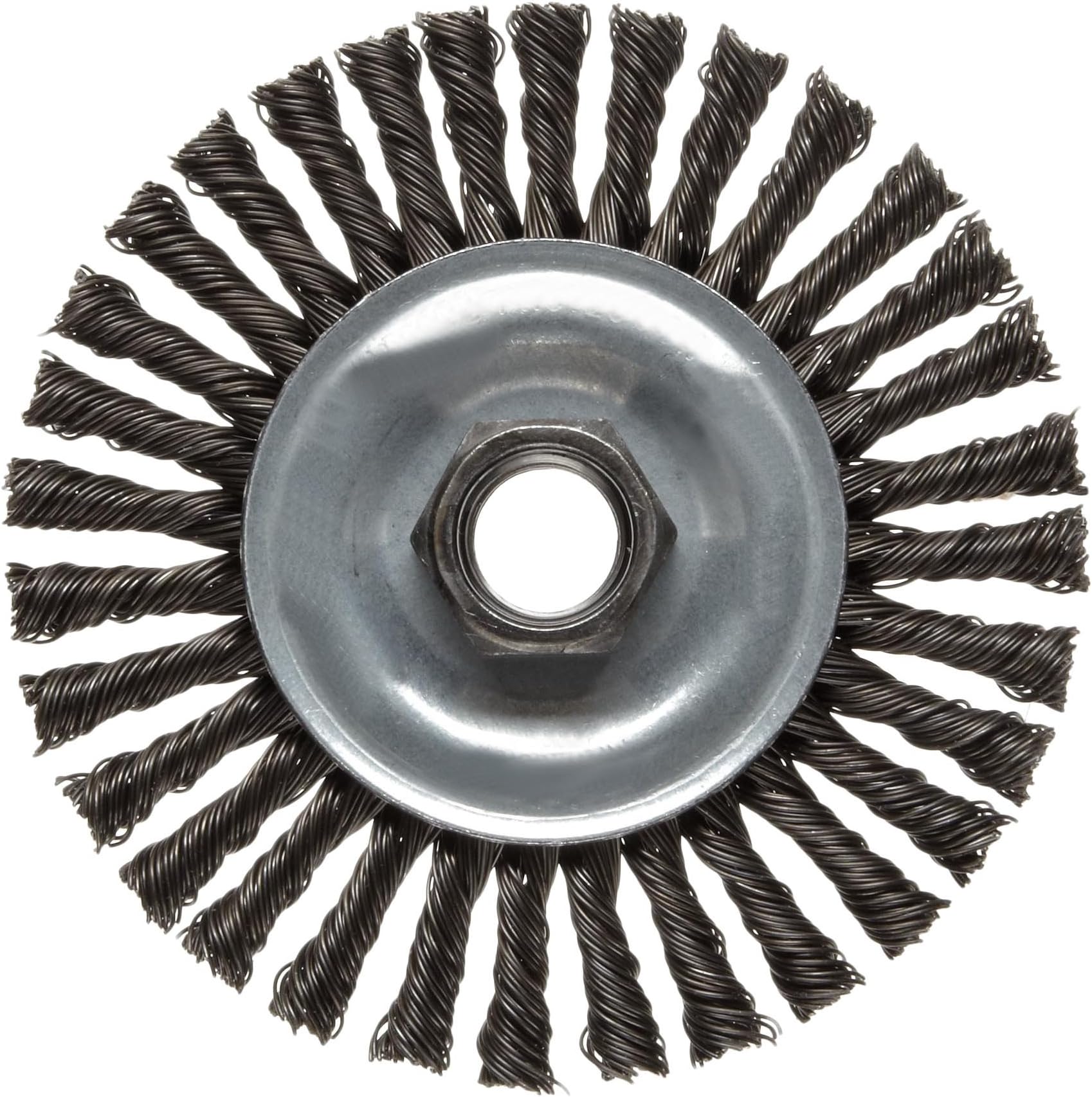 36018 Vortec Pro 5/8"-11 Arbor, 4" Diameter, 0.020" Wire Size, Carbon Steel Bristles, Narrow Face, Knot Wire Wheel Brush